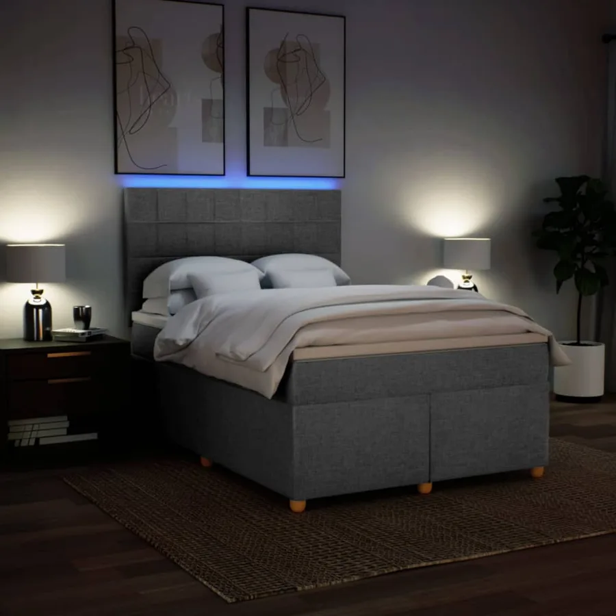 Sommier à lattes de lit avec matelas Gris clair 160x200cm Tissu - 5