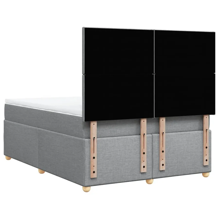 Sommier à lattes de lit avec matelas Gris clair 140x190cm Tissu - 8