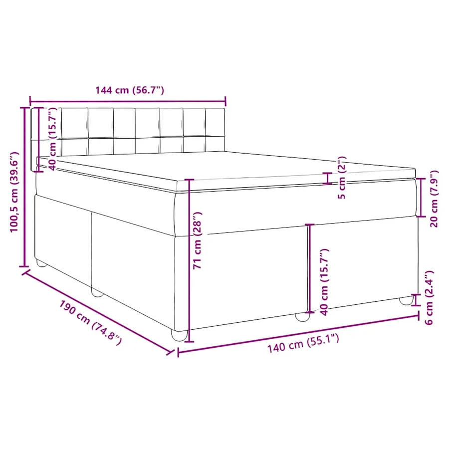 Sommier à lattes de lit avec matelas Taupe 140x190 cm Tissu - 13
