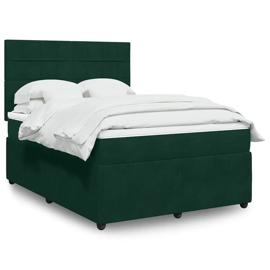 Sommier à lattes de lit et matelas Vert foncé 140x190cm Velours