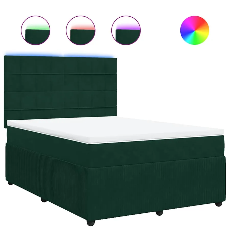 Sommier à lattes de lit et matelas Vert foncé 140x190cm Velours - 2