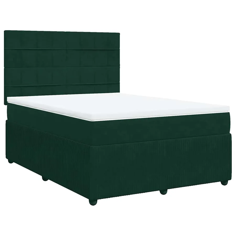 Sommier à lattes de lit et matelas Vert foncé 140x190cm Velours - 3