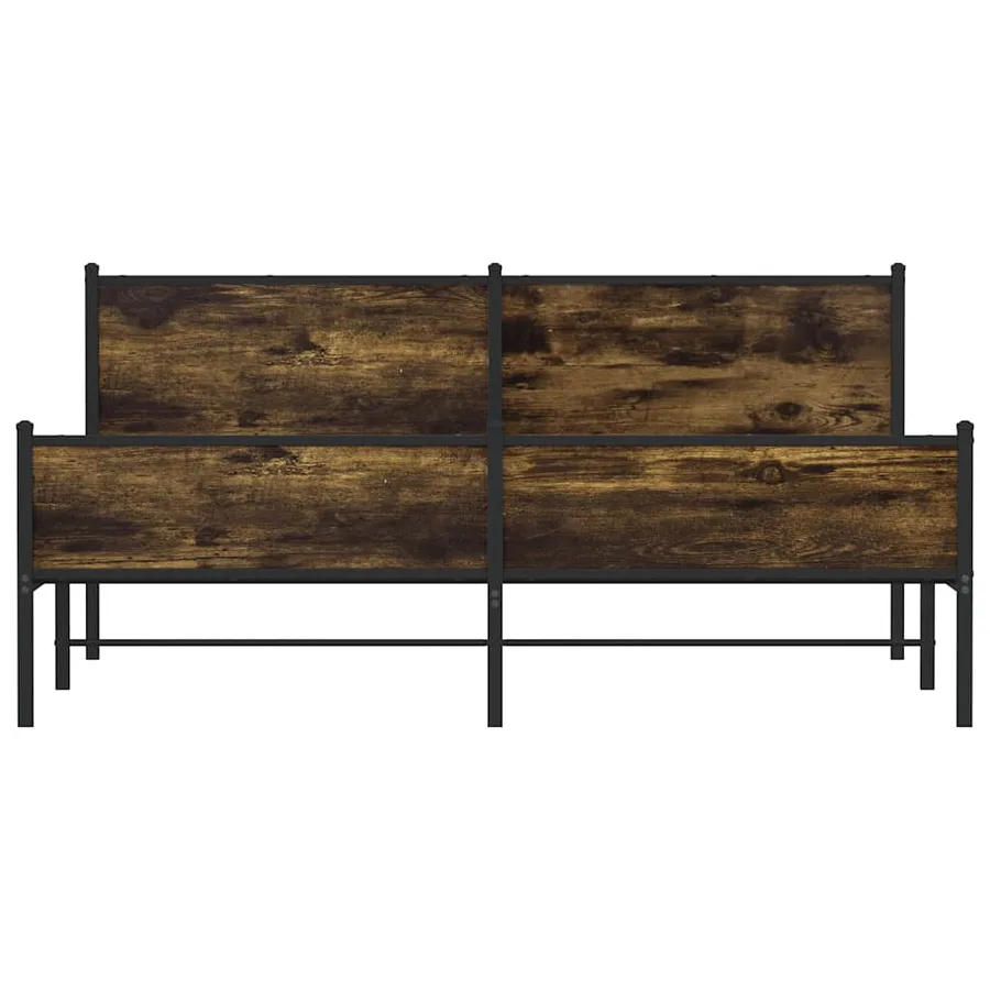 Cadre de lit en métal sans matelas chêne fumé 160x200 cm - 5