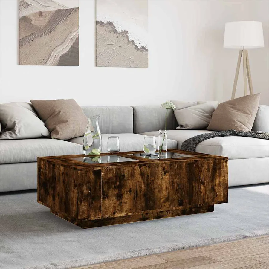 Table basse avec LED infini chêne fumé 116x69x40 cm - 4