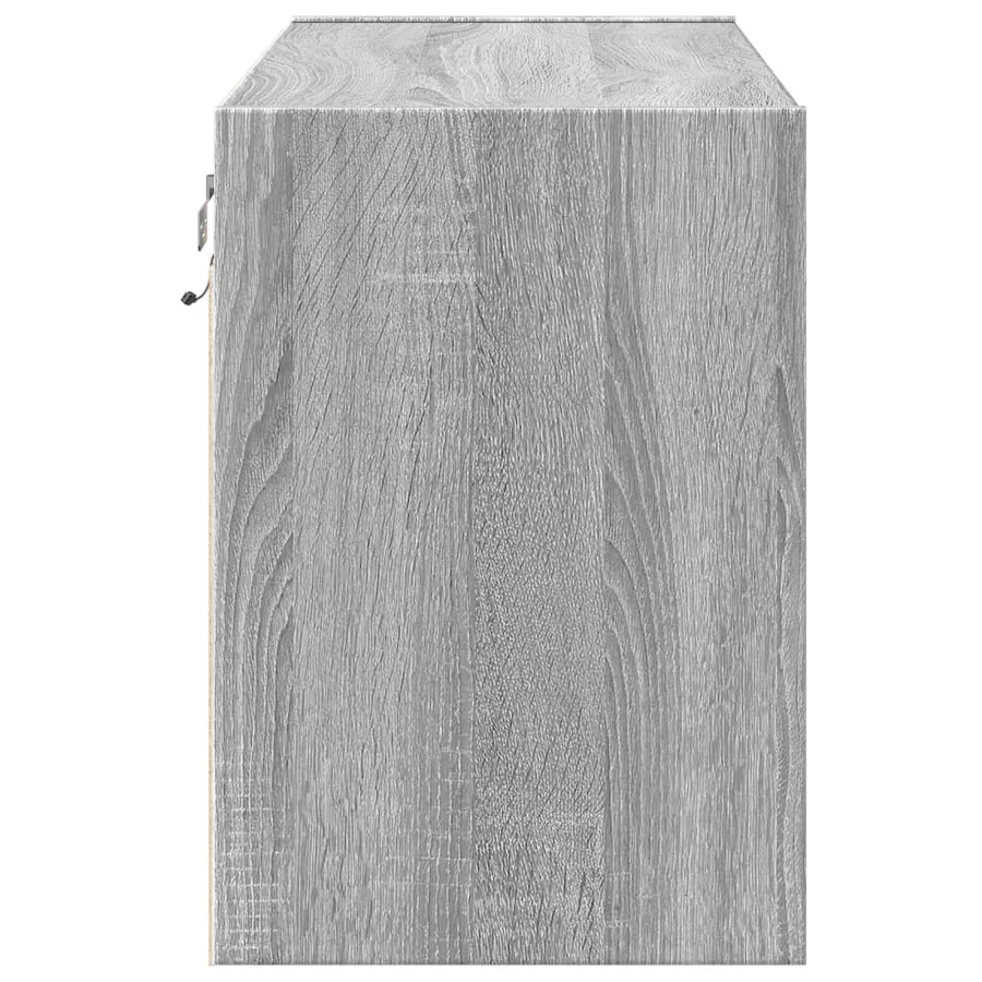 Meuble TV mural avec lumières LED sonoma gris 80x31x45 cm - 7