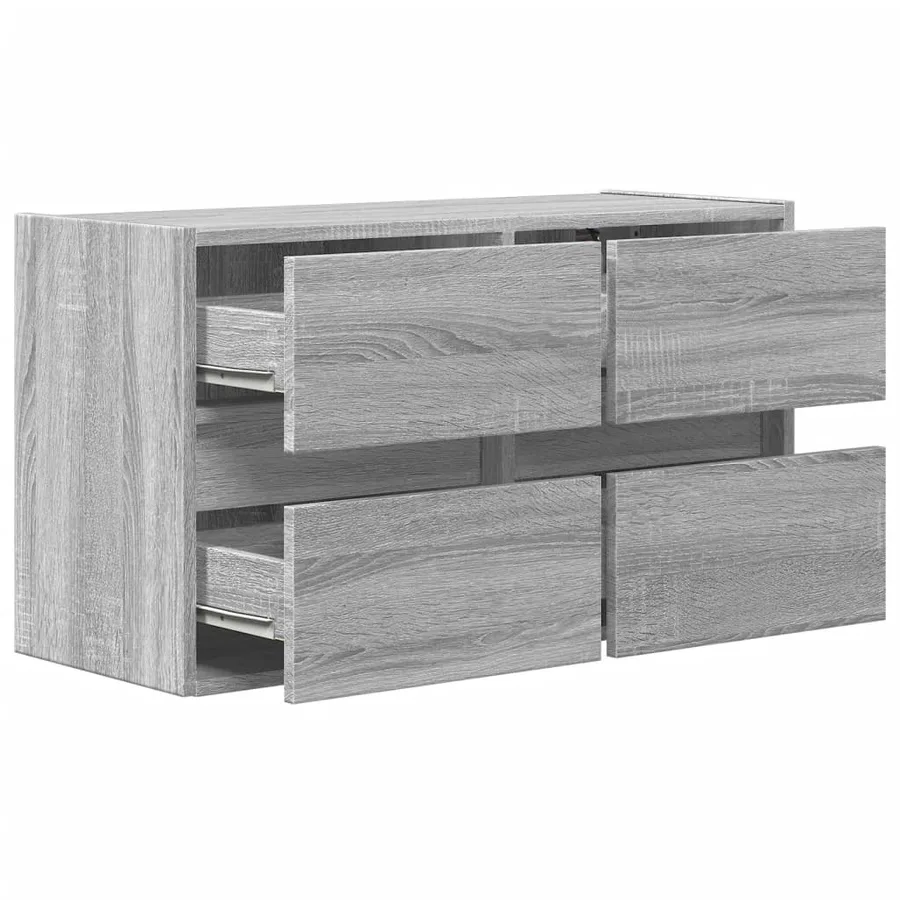Meuble TV mural avec lumières LED sonoma gris 80x31x45 cm - 9
