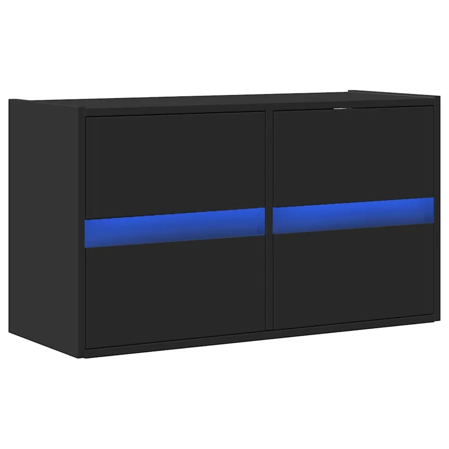 Meuble TV mural avec lumières LED noir 80x31x45 cm - 3