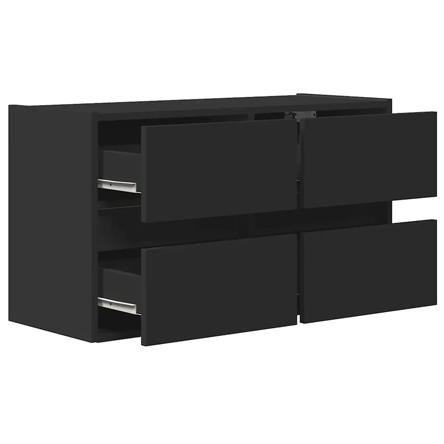 Meuble TV mural avec lumières LED noir 80x31x45 cm - 9