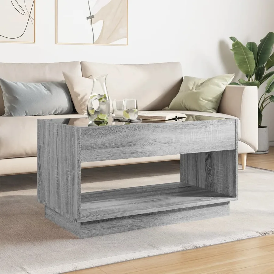 Table basse avec LED infini sonoma gris 90x50x50 cm - 3