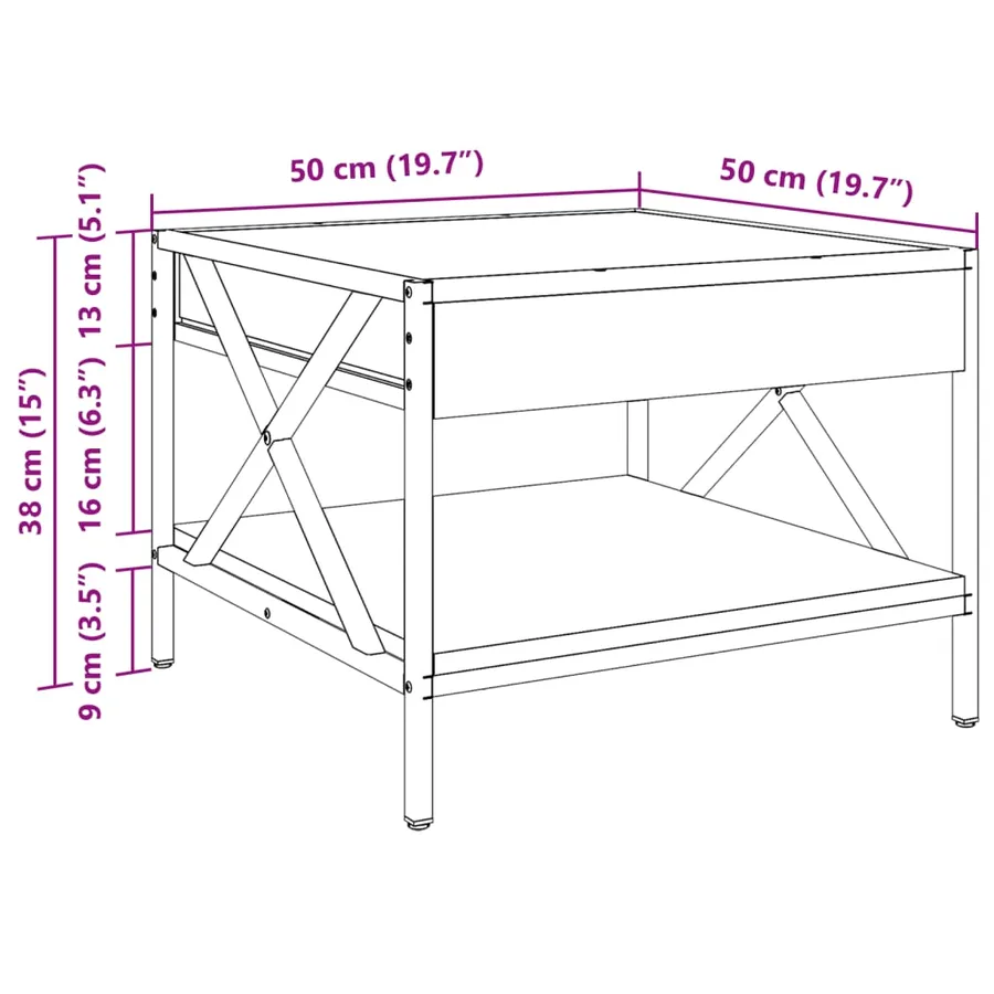 Table basse avec LED infini chêne sonoma 50x50x38 cm - 13