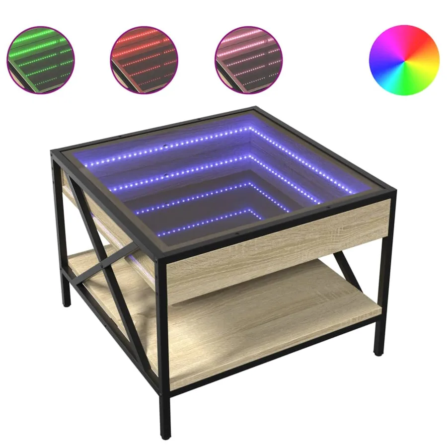 Table basse avec LED infini chêne sonoma 50x50x38 cm - 2