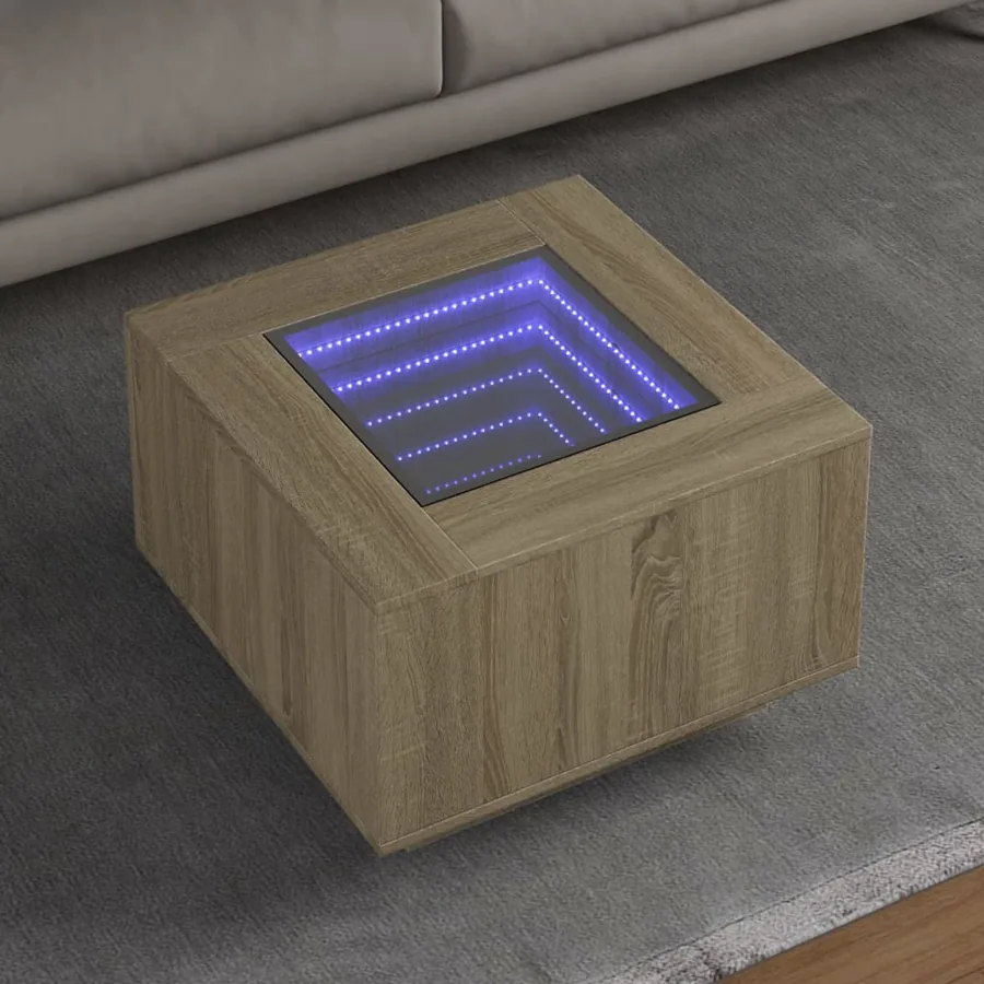 Table basse avec LED chêne sonoma 60x60x40 cm bois d'ingénierie