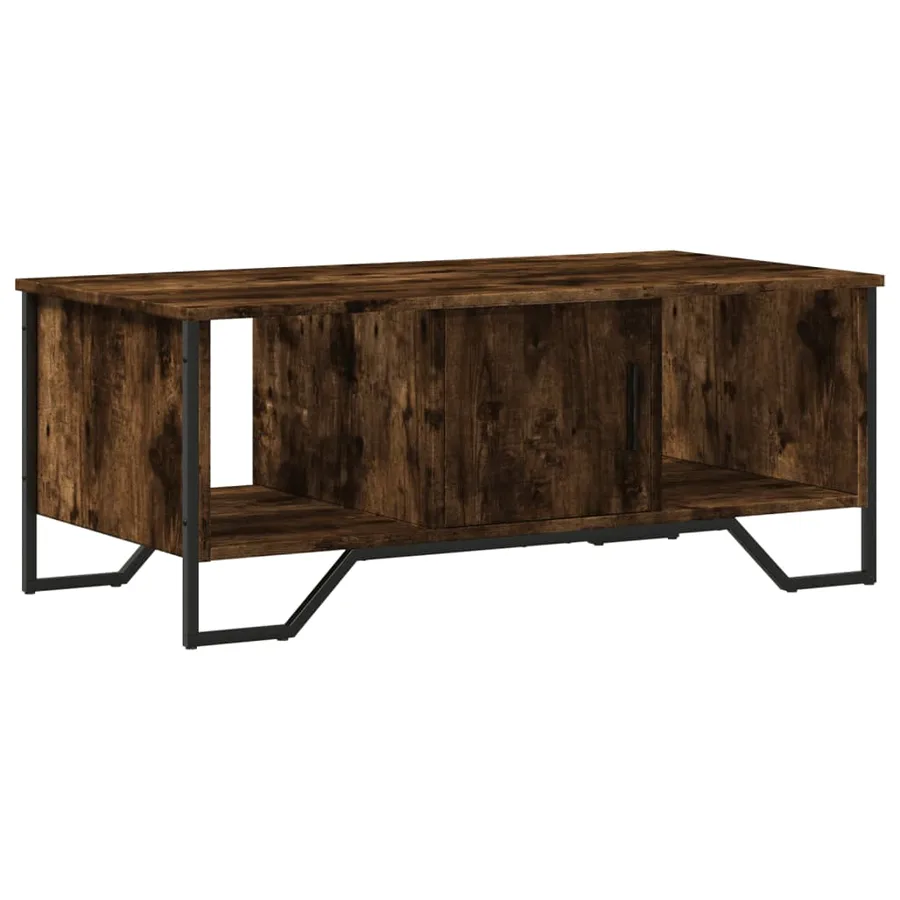 Table basse chêne fumé 100x51x40 cm bois d'ingénierie - 2