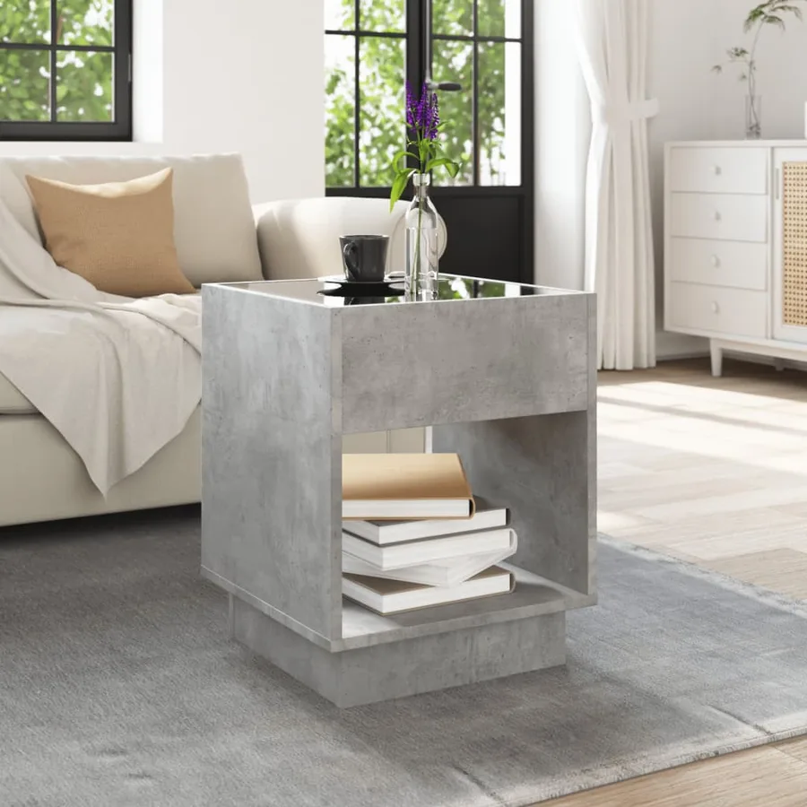 Table basse avec LED infini gris béton 40x40x50 cm - 4