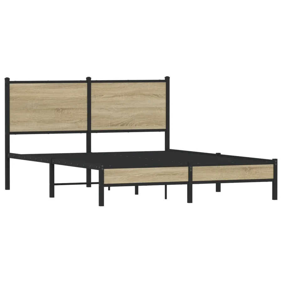 Cadre de lit en métal sans matelas chêne sonoma 140x190 cm - 3