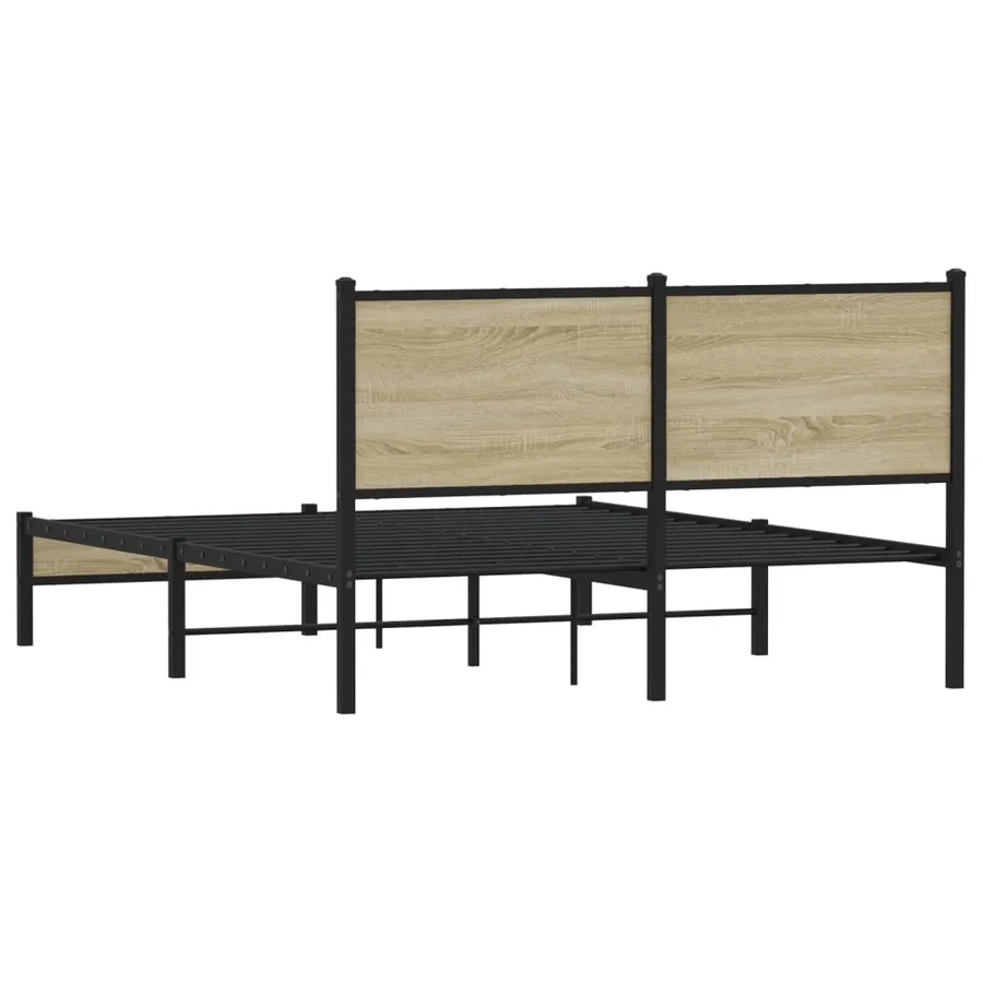 Cadre de lit en métal sans matelas chêne sonoma 140x190 cm - 7