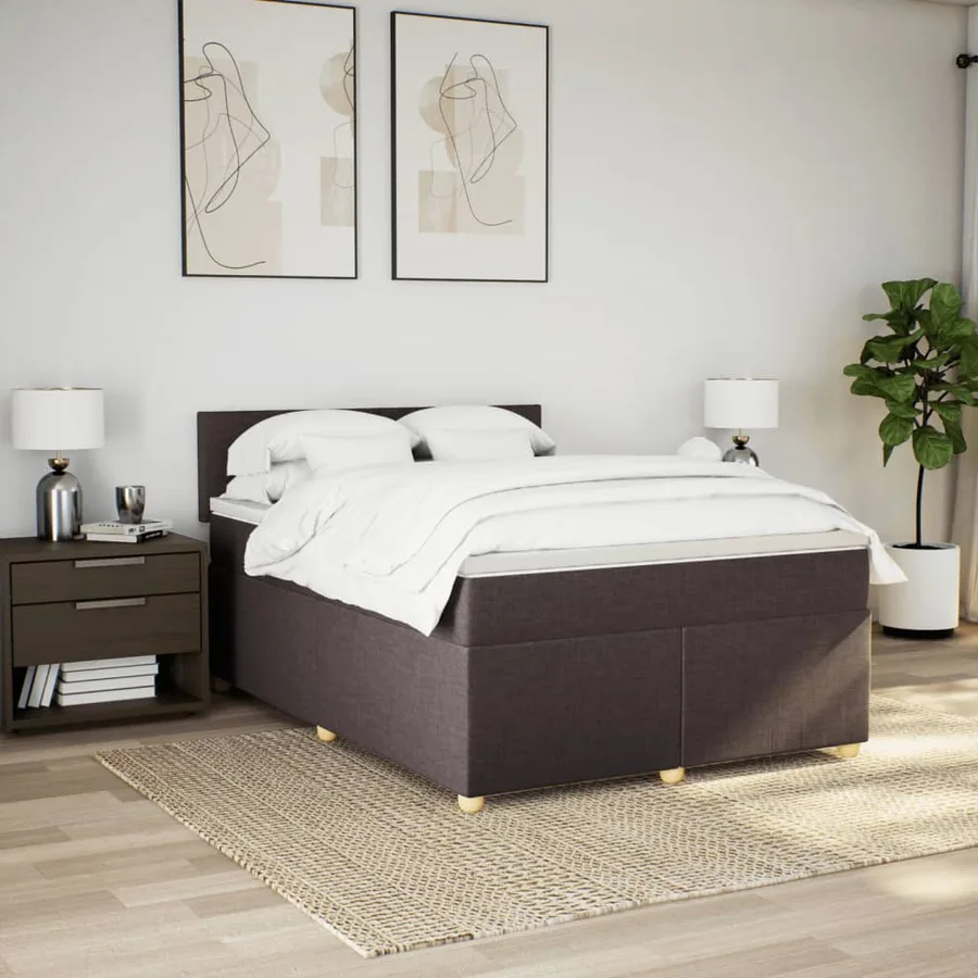 Sommier à lattes de lit avec matelas Marron foncé 140x190 cm - 4
