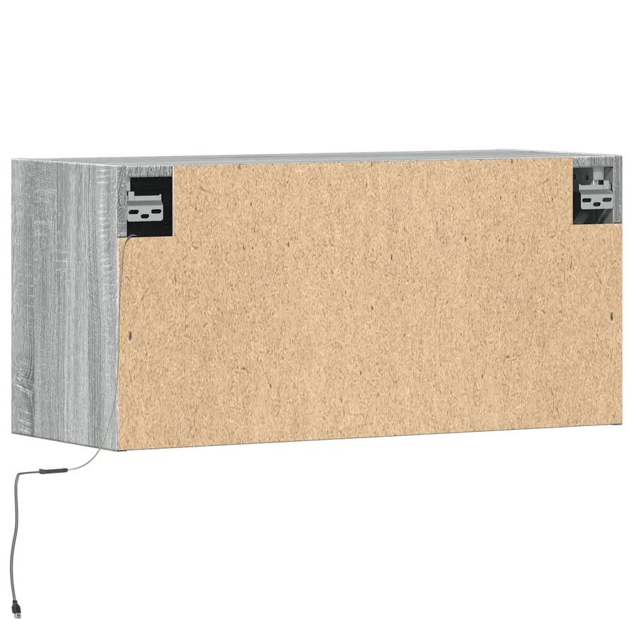 Meuble TV mural avec lumières LED sonoma gris 80x31x35 cm - 8