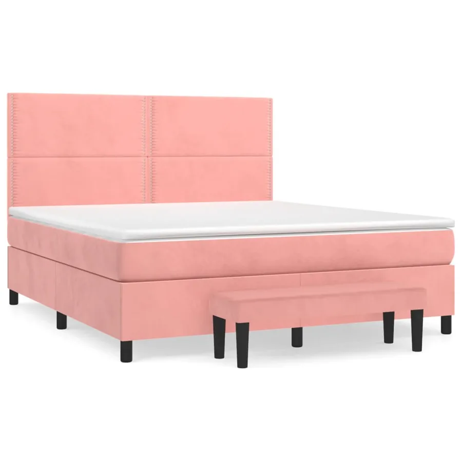 Sommier à lattes de lit avec matelas Rose 160x200 cm Velours - 2