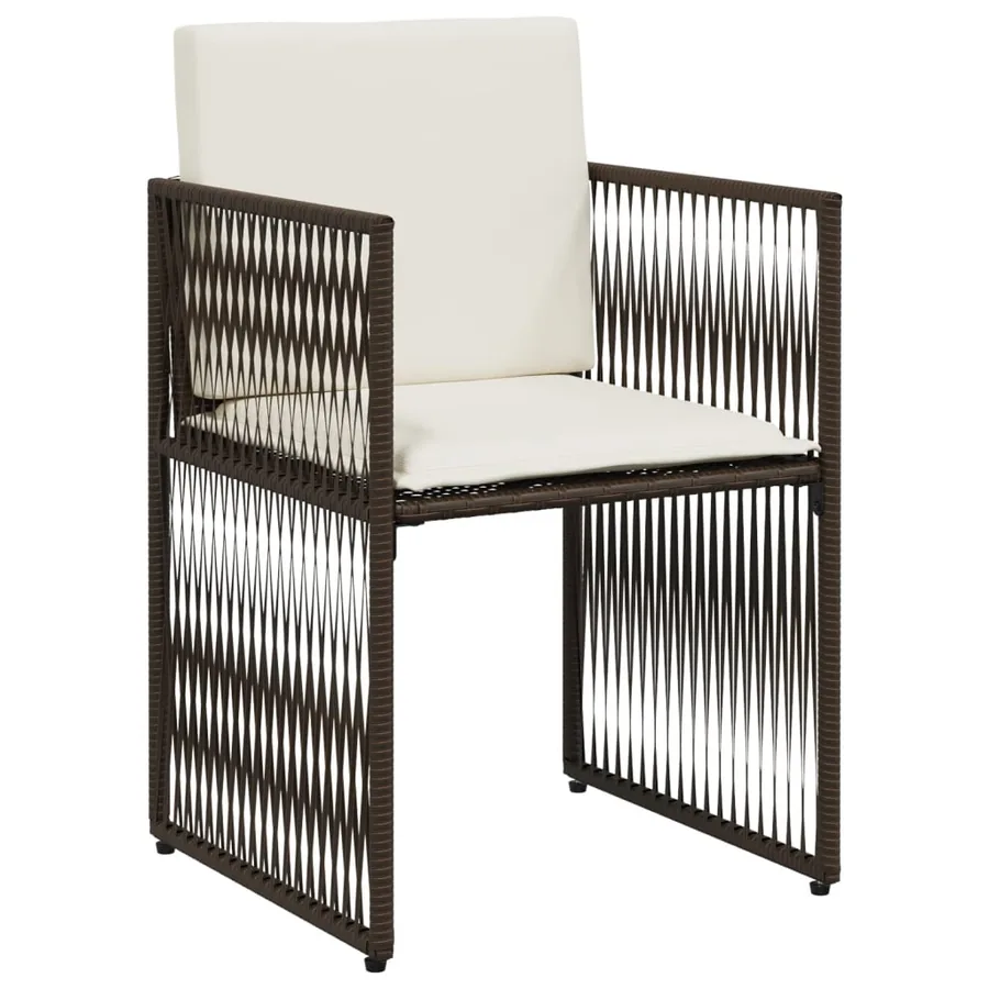 Ensemble à manger de jardin et coussins 7 pcs marron rotin - 5