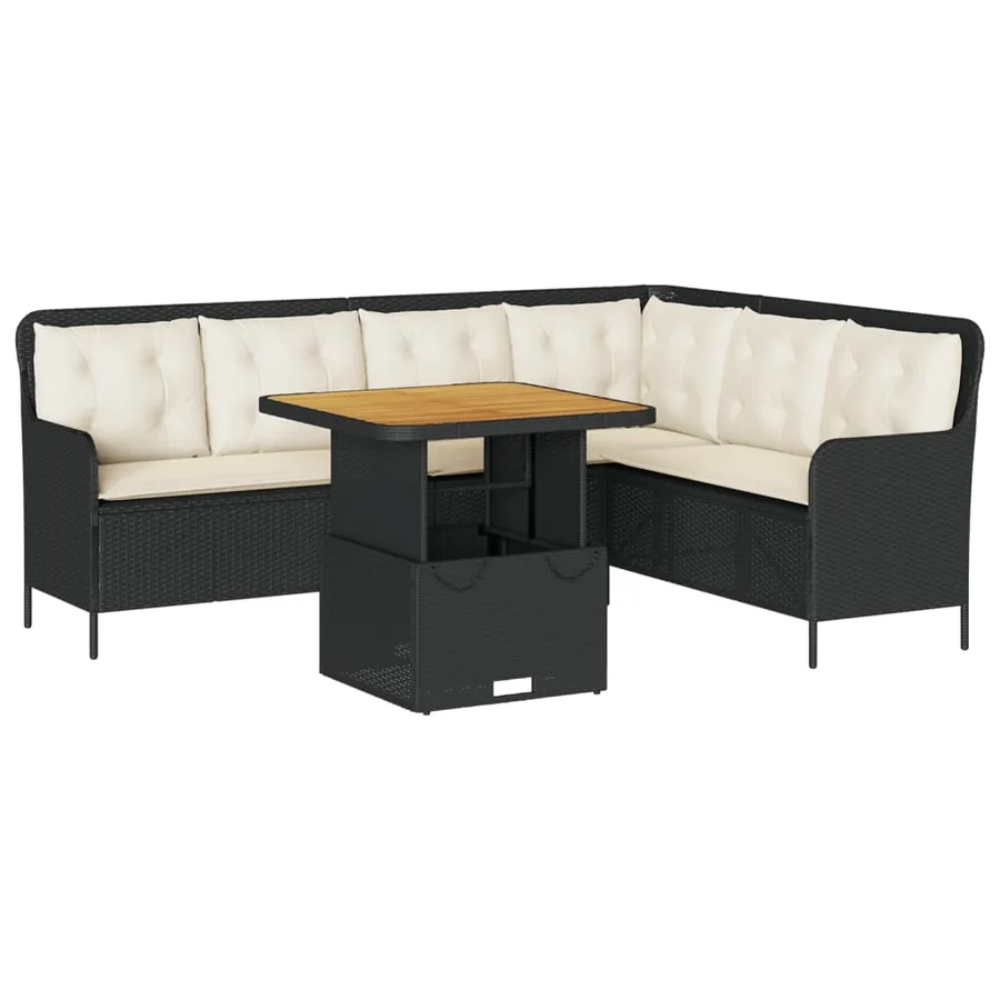 Canapés de jardin 2 pcs avec coussins Noir Résine tressée - 2