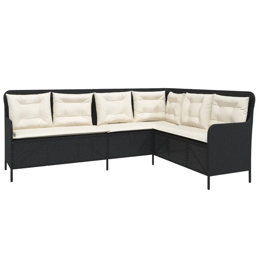 Canapés de jardin 2 pcs avec coussins Noir Résine tressée - 3