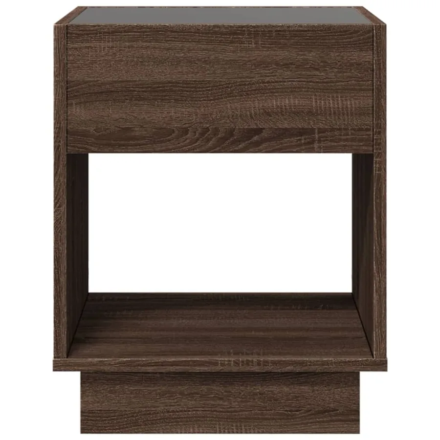 Table de chevet avec LED infini chêne marron 40x40x50 cm - 6