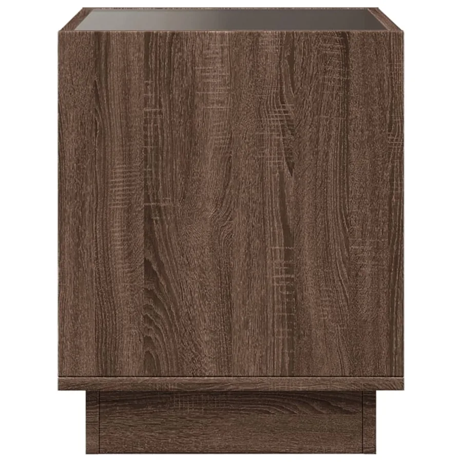 Table de chevet avec LED infini chêne marron 40x40x50 cm - 7