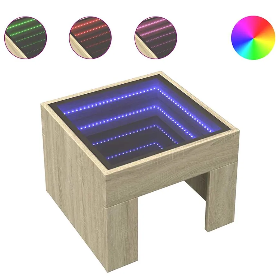 Table basse avec LED infini chêne sonoma 40x40x30 cm - 2