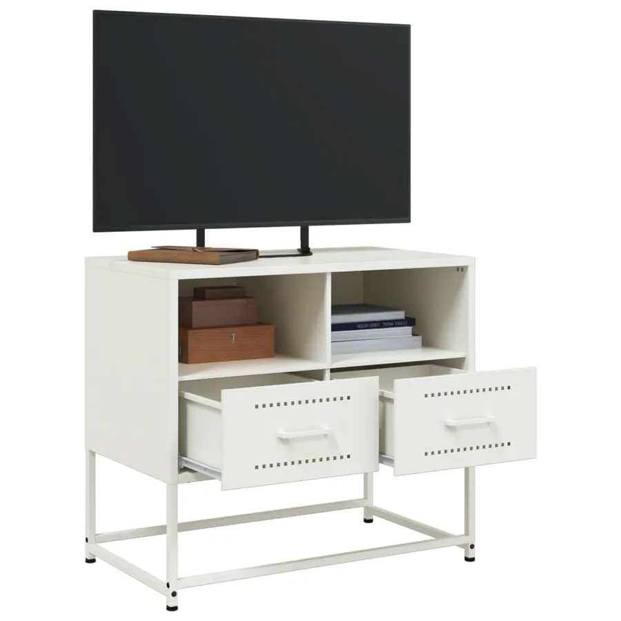 Meuble TV blanc 68x39x60,5 cm acier - 4