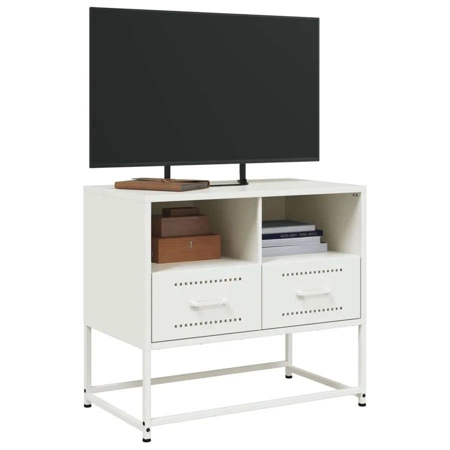 Meuble TV blanc 68x39x60,5 cm acier - 5