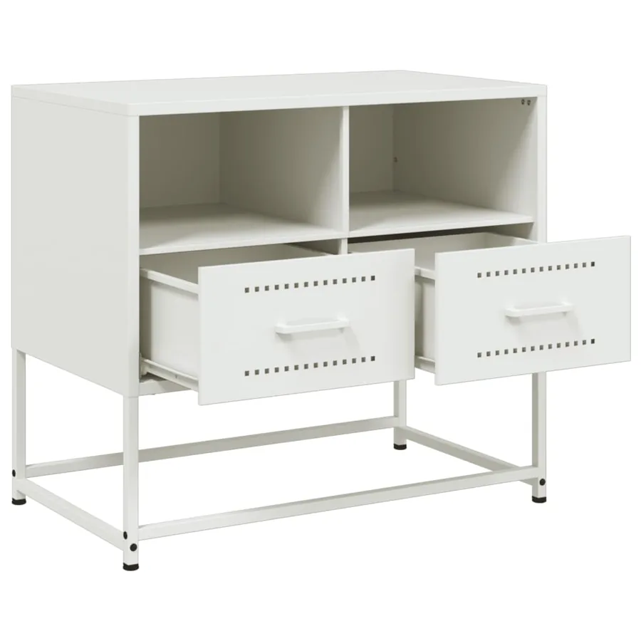 Meuble TV blanc 68x39x60,5 cm acier - 9