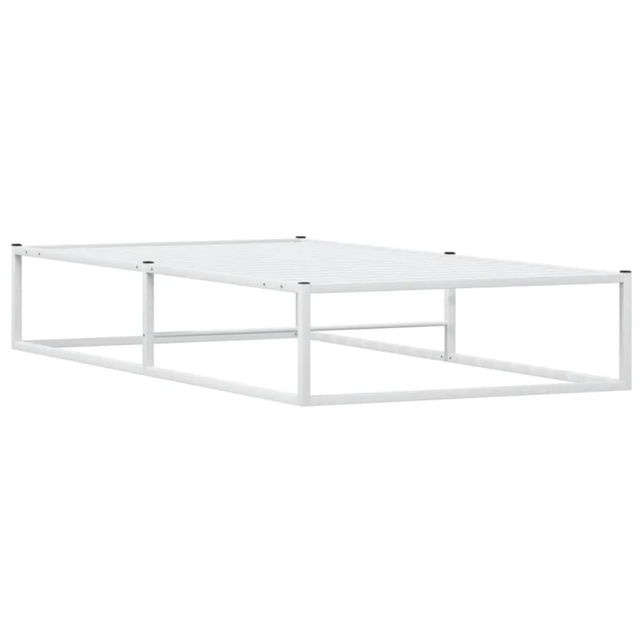 Cadre de lit sans matelas blanc 100x200 cm métal - 6