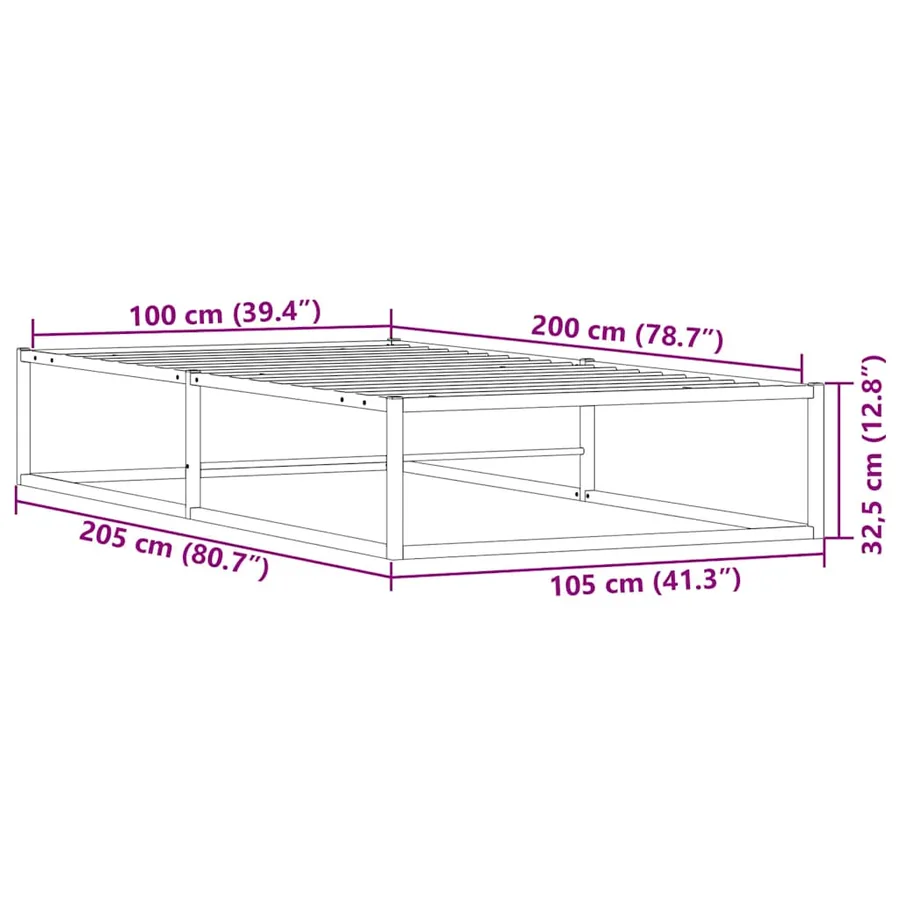 Cadre de lit sans matelas blanc 100x200 cm métal - 8