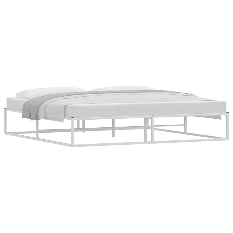 Cadre de lit sans matelas blanc 200x200 cm métal - 2