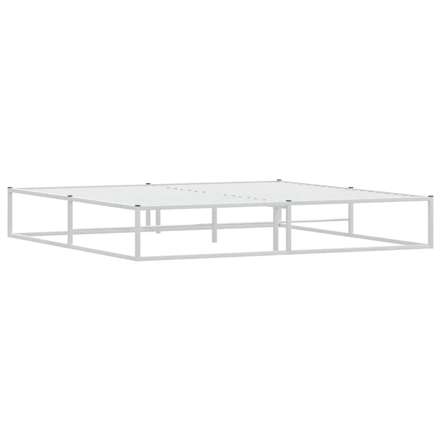 Cadre de lit sans matelas blanc 200x200 cm métal - 3