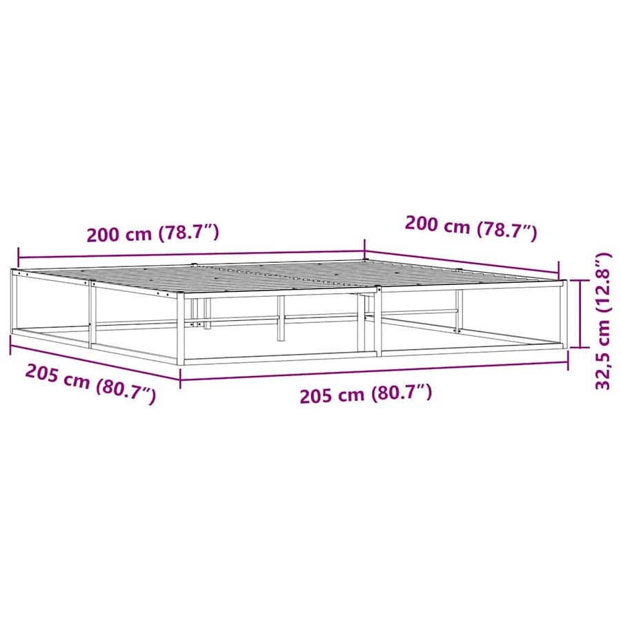 Cadre de lit sans matelas blanc 200x200 cm métal - 8