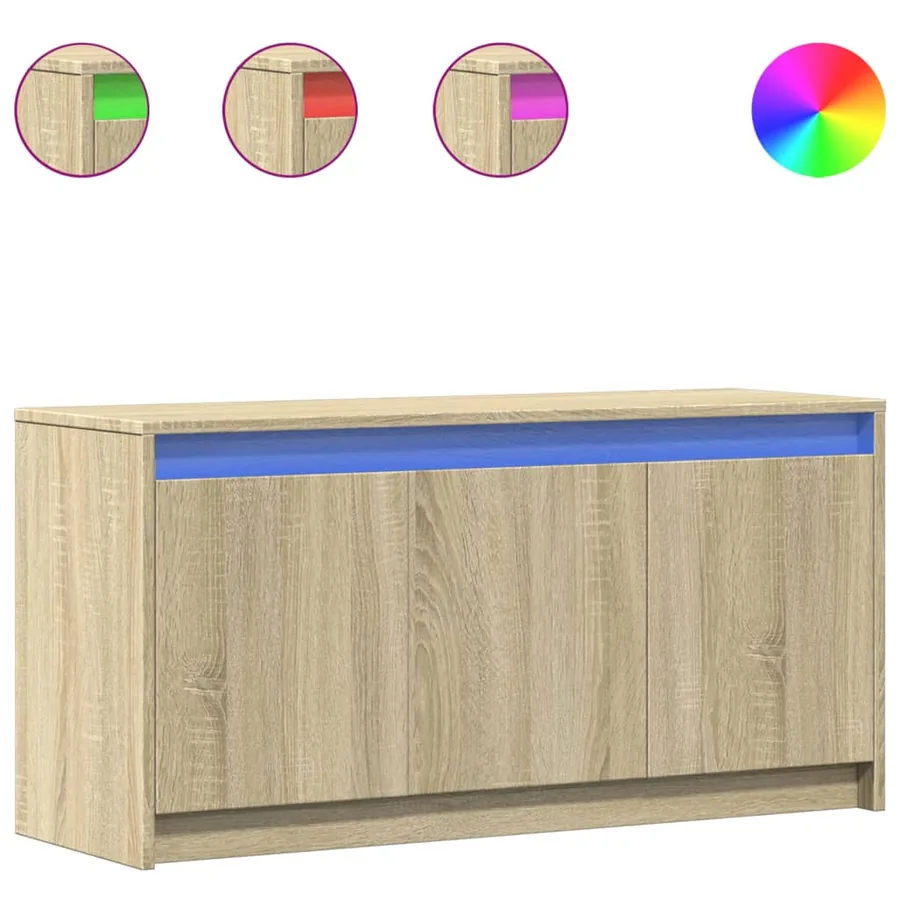 Meuble TV avec LED chêne sonoma 100x34x50 cm bois d'ingénierie - 2