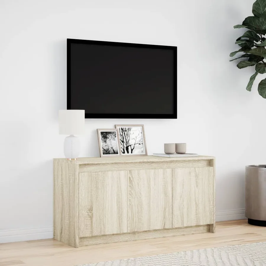 Meuble TV avec LED chêne sonoma 100x34x50 cm bois d'ingénierie - 4