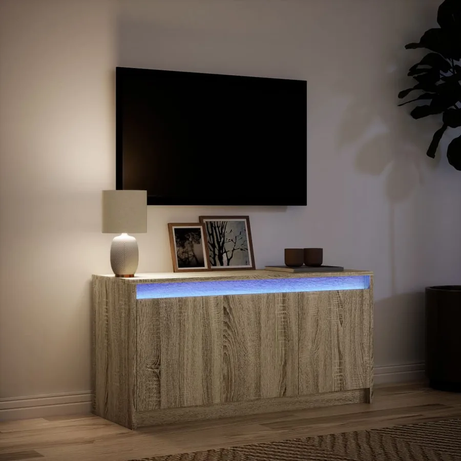 Meuble TV avec LED chêne sonoma 100x34x50 cm bois d'ingénierie - 5