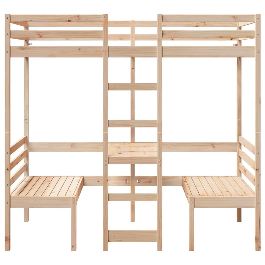 Lit mezzanine avec bureau et chaises 90x190 cm pin massif - 5