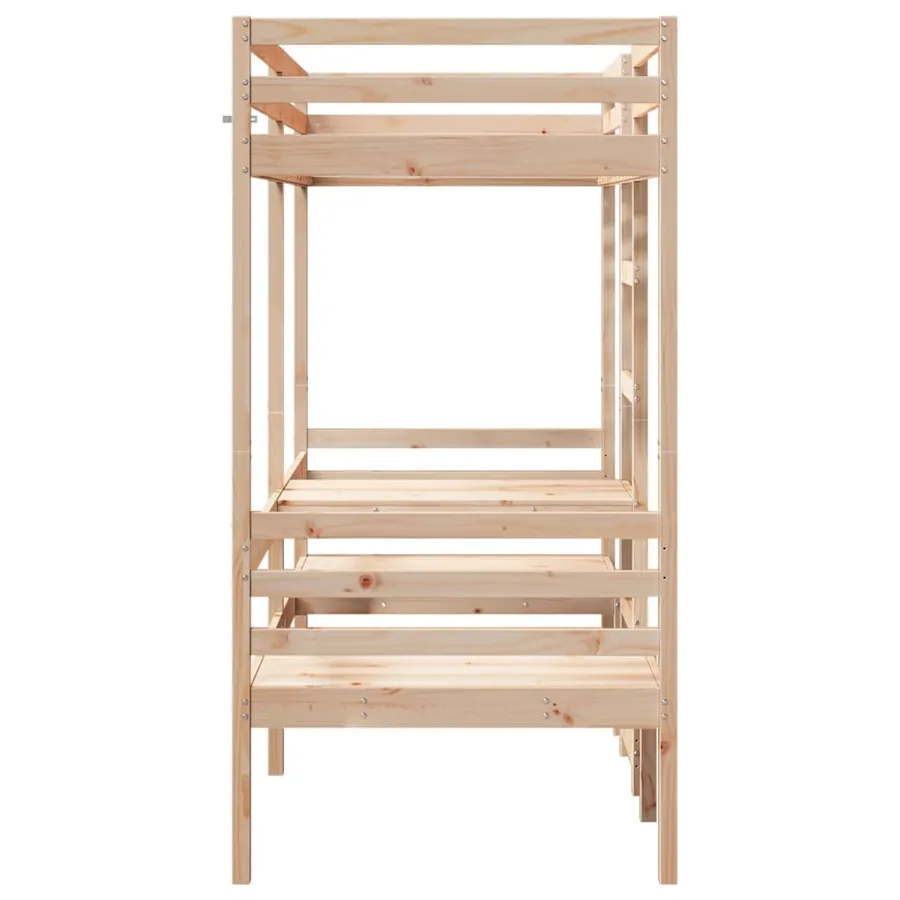Lit mezzanine avec bureau et chaises 90x190 cm pin massif - 6