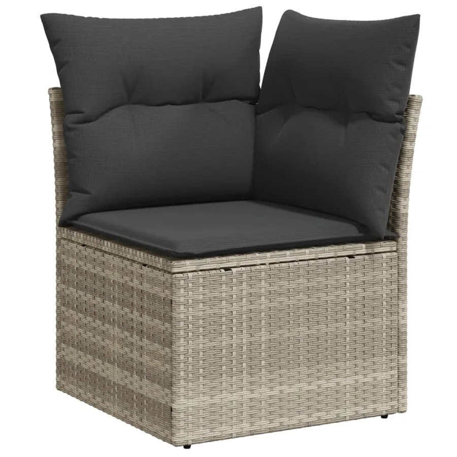 Salon de jardin 6 pcs avec coussins gris clair résine tressée - 4