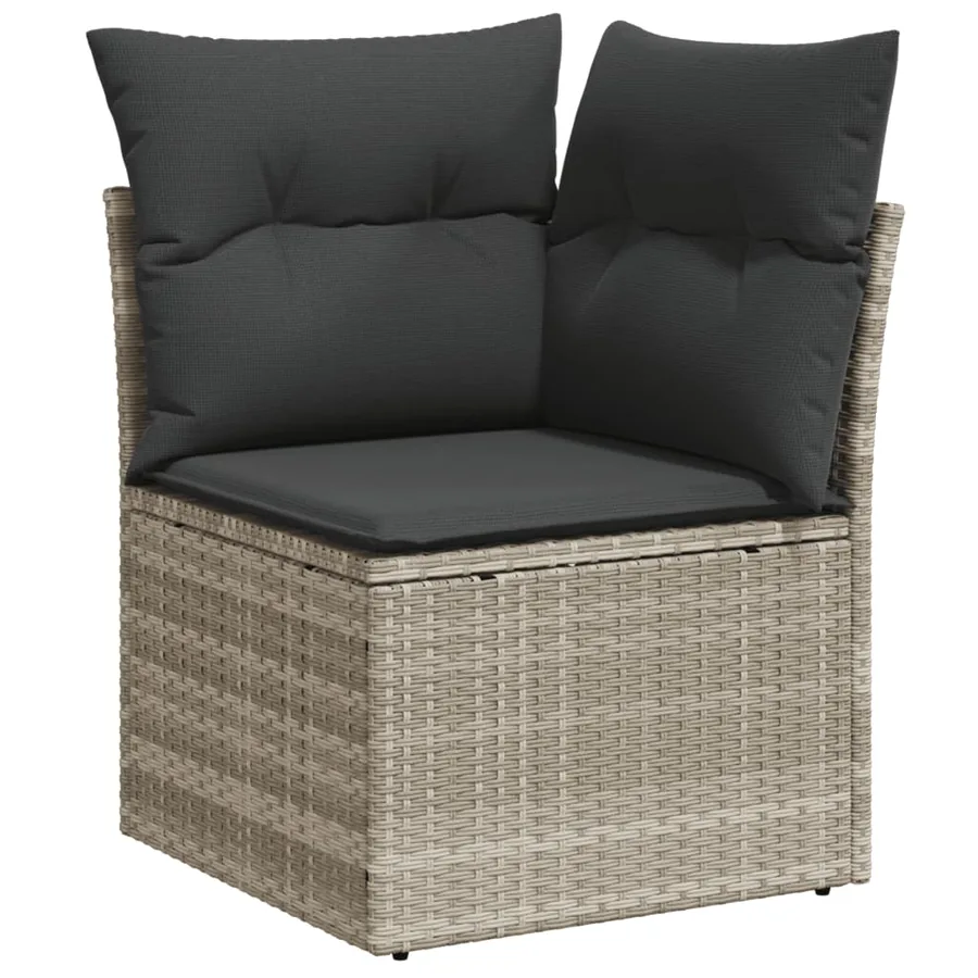 Salon de jardin 8 pcs avec coussins gris clair résine tressée - 4