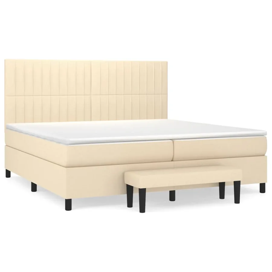 Sommier à lattes de lit avec matelas Crème 200x200 cm Tissu - 2