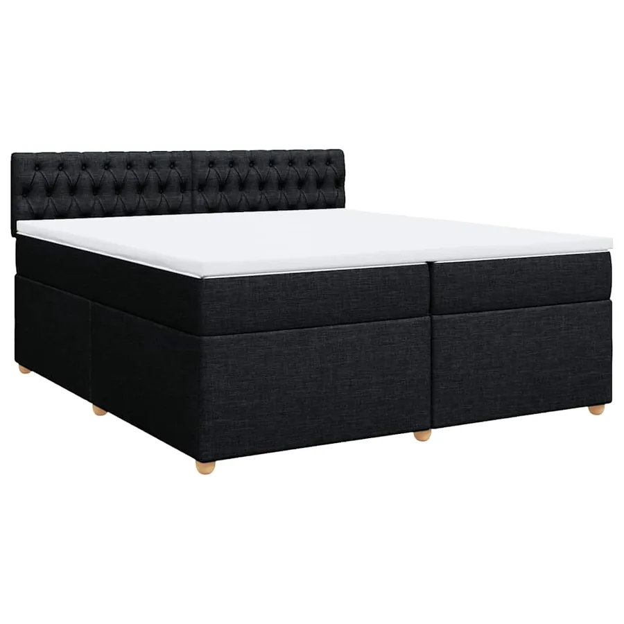 Sommier à lattes de lit avec matelas Noir 200x200 cm Tissu - 2