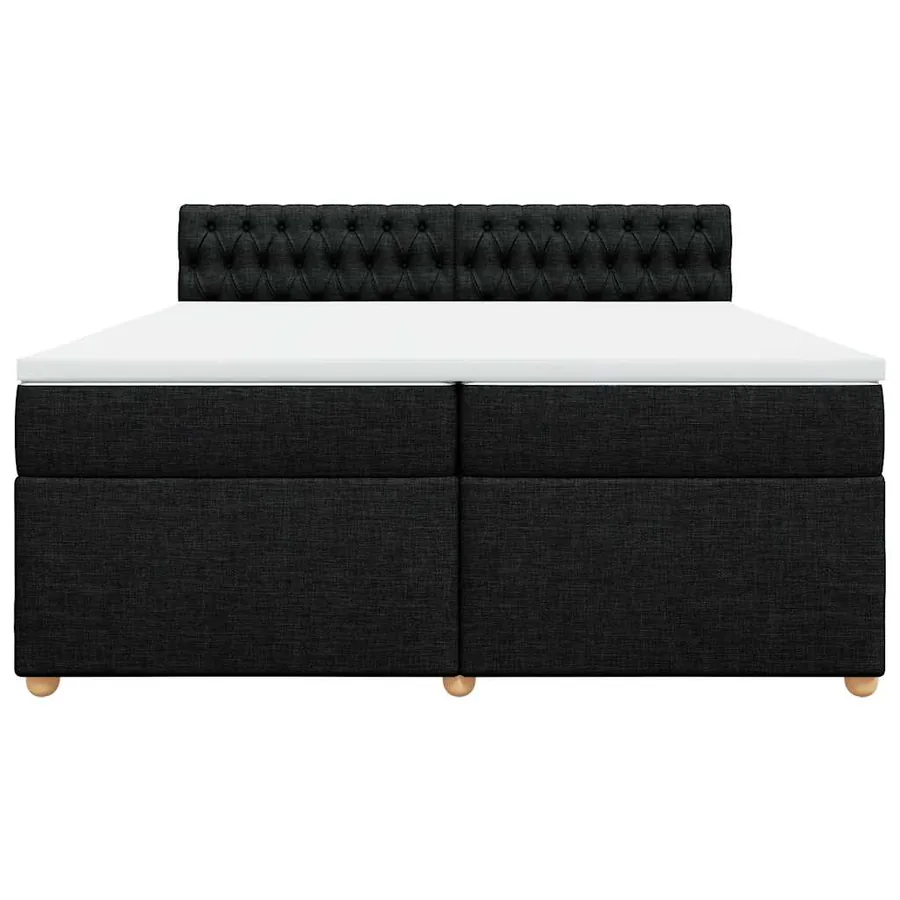 Sommier à lattes de lit avec matelas Noir 200x200 cm Tissu - 4