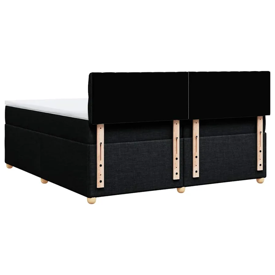 Sommier à lattes de lit avec matelas Noir 200x200 cm Tissu - 6
