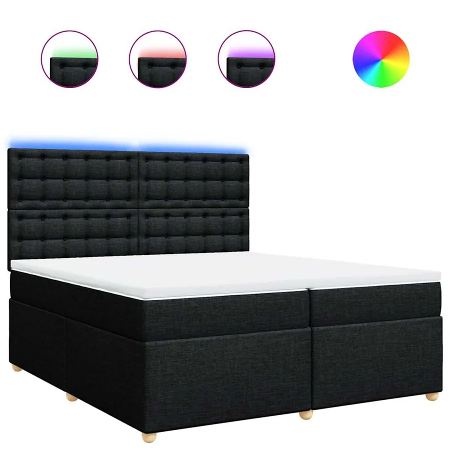Sommier à lattes de lit avec matelas Noir 200x200 cm Tissu - 2