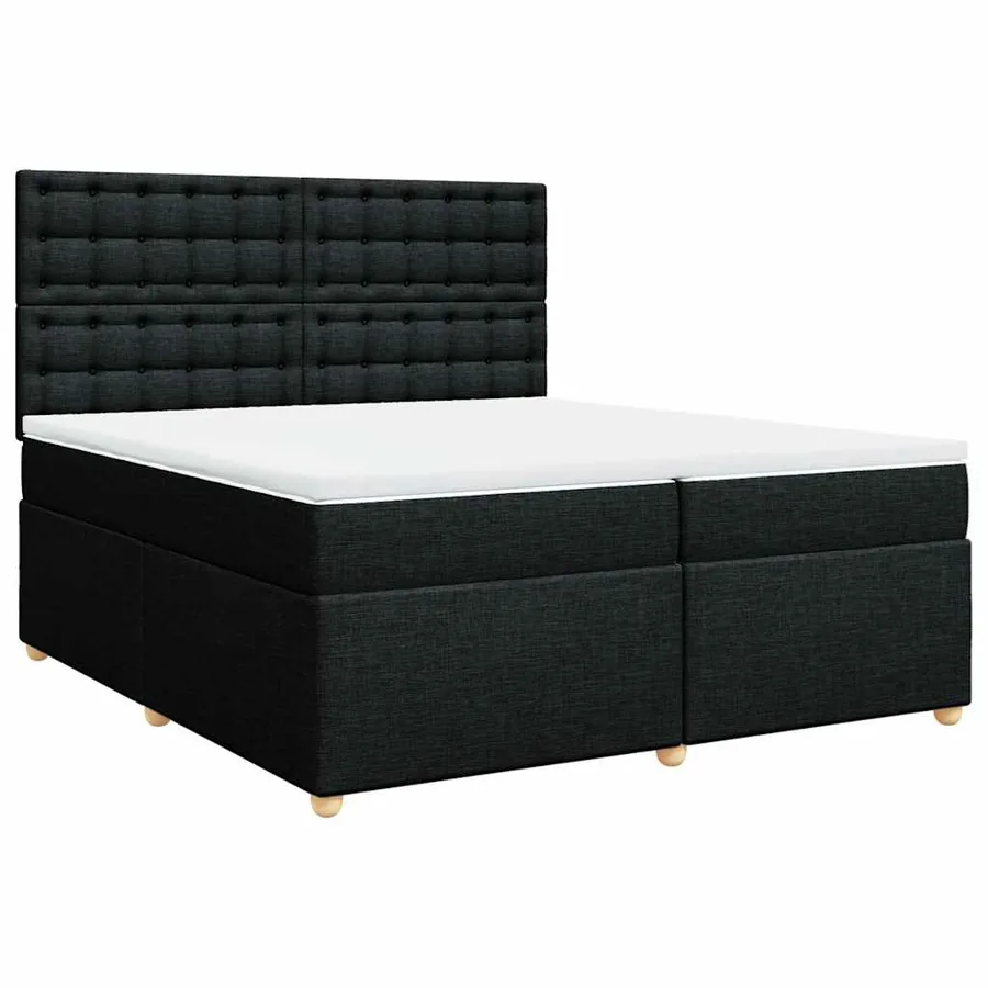 Sommier à lattes de lit avec matelas Noir 200x200 cm Tissu - 3